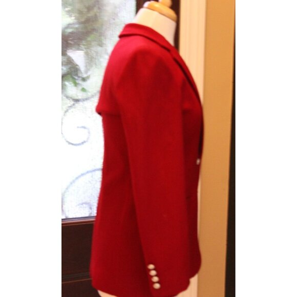 Lauren Ralph Lauren Red Wool Classic Blazer Jacket w Silver Buttons Size 4P - Picture 7 of 12
